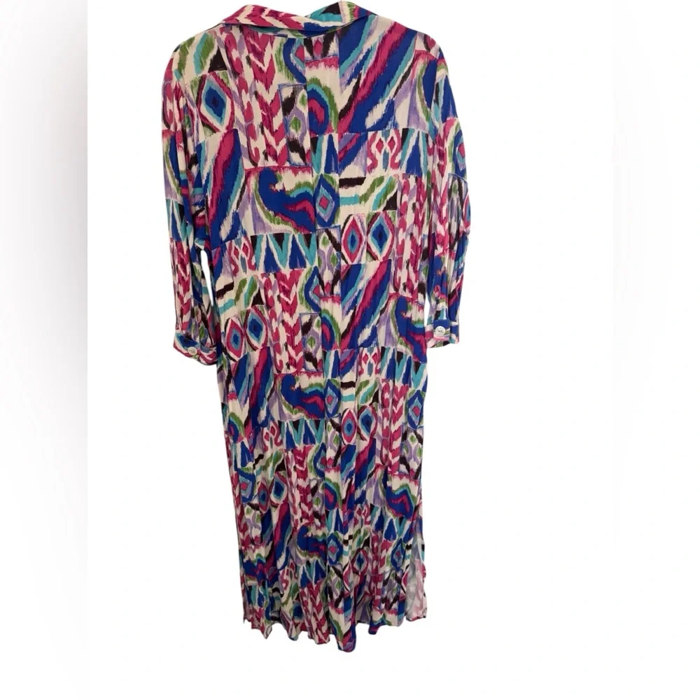 Zara Multicolor Abstract Midi Dress 100% viscose size large - Picture 4 of 6